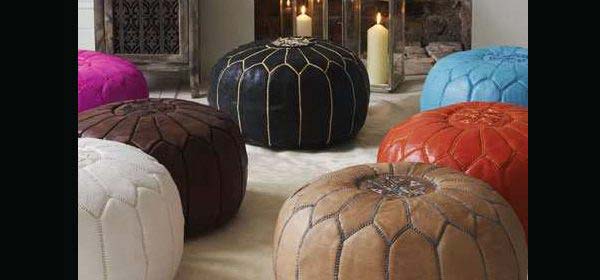Moroccan pouf ottoman, 100% hand embroidered