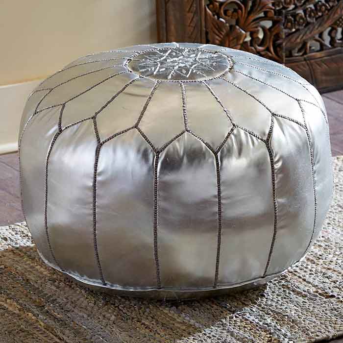 Pouf Art Déco Argenté ou Bronze - image 3