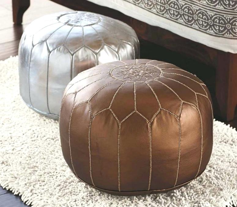 Ottoman genuine Leather Morrocan footstool 