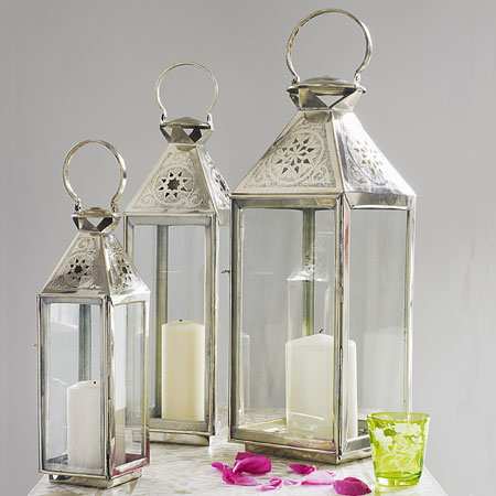 White metal Moroccan lantern