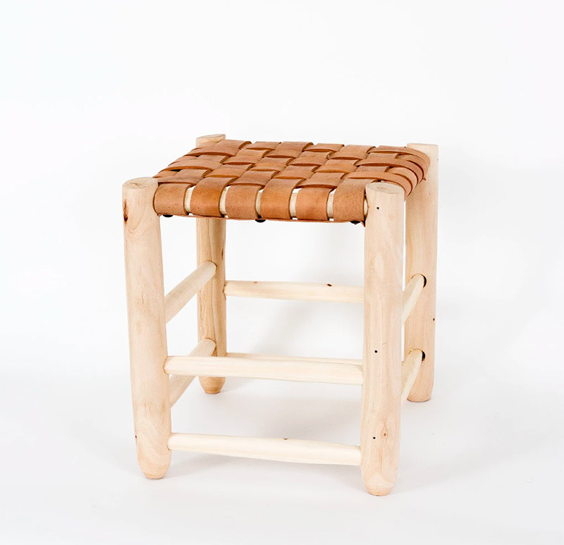 Tabouret Bois et Cuir - image 2