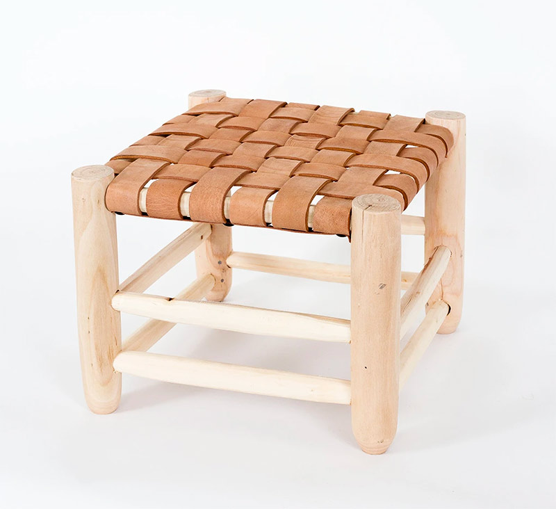 Tabouret Bois et Cuir - image 3